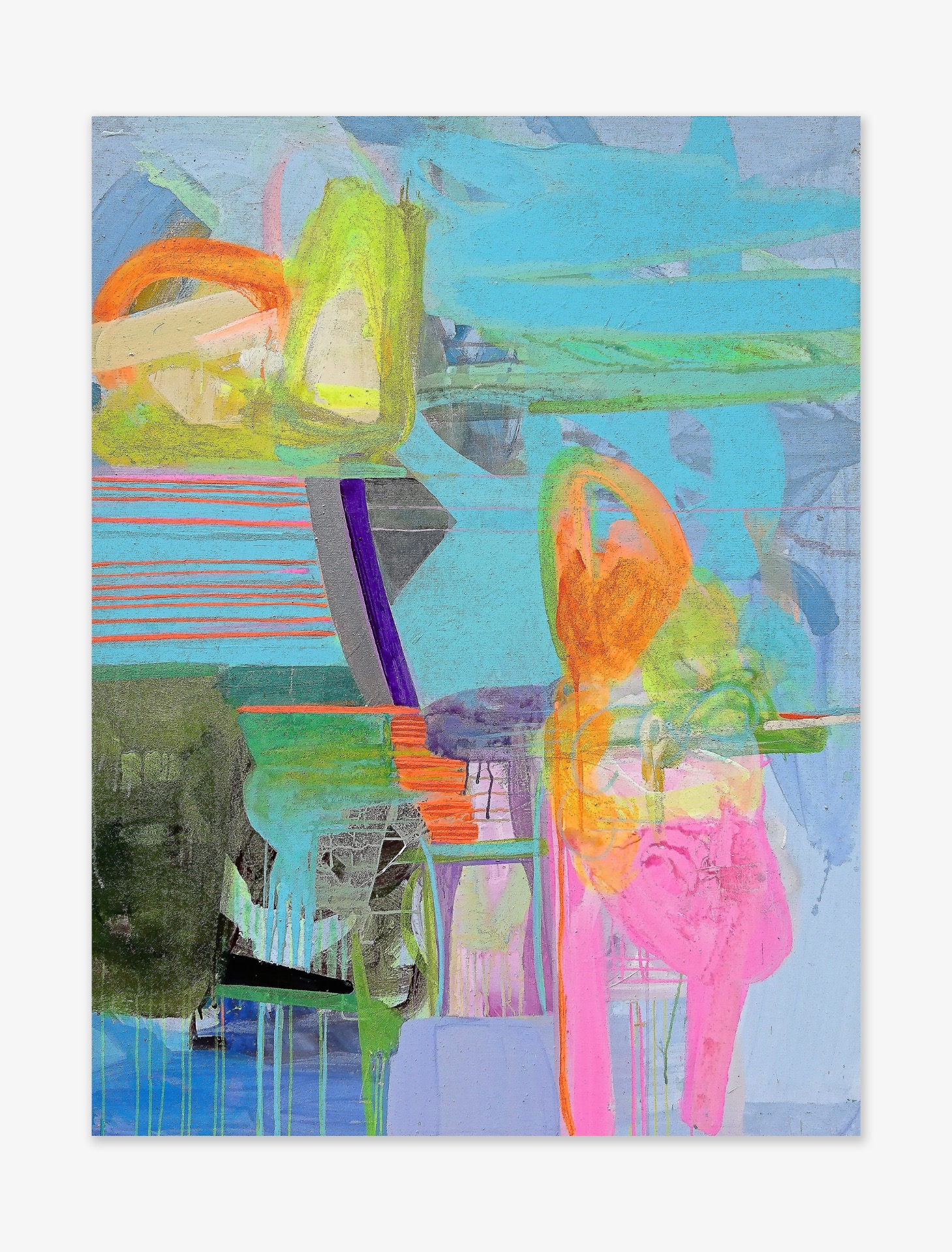 An abstract blue and yellow painting with beach sand, a landscape of îles des Saintes in Guadeloupe by Ella Helman